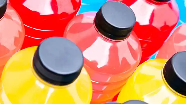 Energy drinks contain a lot of sugar and calories. Replace them with water.