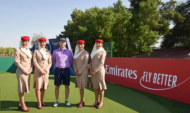 Players have posed with Emirates staff before the tournament