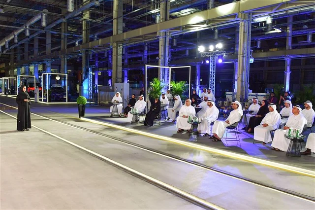 Sheikh Hamdan watches a rail inspection