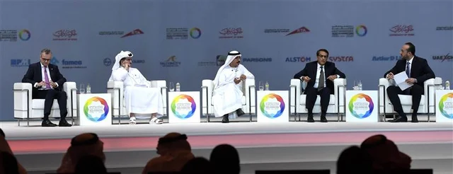The speakers on stage