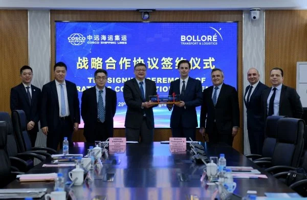 COSCO and Bollore at the signing of the MoU
