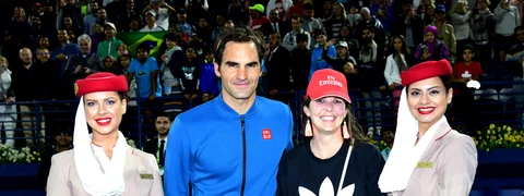 Roger Federer Meets Fan in Emirates Surprise