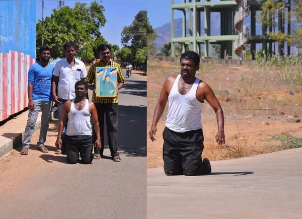 முதல்வருக்காக ஒன்றரை கி.மீ தூரம் முட்டிபோட்டு நடந்து வேண்டுதல்!
