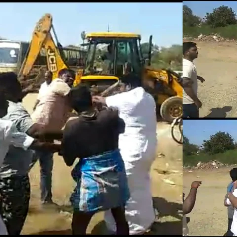திருச்சியில் ஆக்ரோஷமாக மோதிக் கொண்ட தி.மு.க - அ.தி.மு.கவினர்! - எம்.பி மீது தாக்குதல்