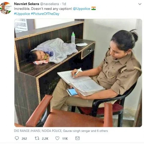 6 மாத குழந்தையுடன் பணிக்கு வந்த பெண் காவலர்! - வைரலான புகைப்படத்தால் என்ன நடந்தது?