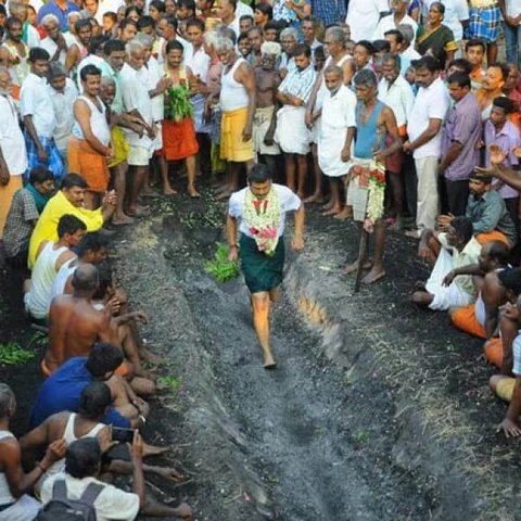 `காவிரி மேலாண்மை வாரியம் அமைய வேண்டும்' - மாரியம்மன் கோயிலில் தீமிதித்த செந்தில்பாலாஜி!