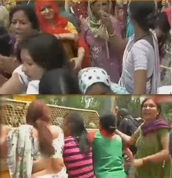 சோனியா வீட்டை முற்றுகையிட்டு பெண்கள் போராட்டம் (படங்கள்)
