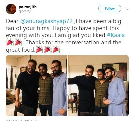 ``இனி இரஞ்சித்தின் எல்லாப் படங்களையும் பாக்கணும்; சேர்ந்து பணியாற்றணும்!” - அனுராக் காஷ்யப்