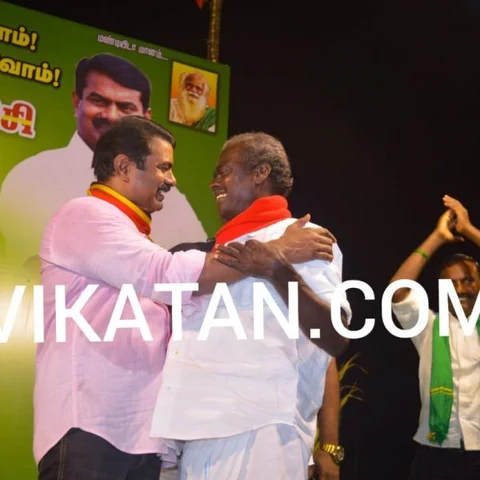 சீமான் பேச்சைக் கேட்க நாம் தமிழர் கூட்டத்துக்கு வந்த கம்யூனிஸ்ட் வேட்பாளர் - திருவாரூரில் சுவாரஸ்யம்