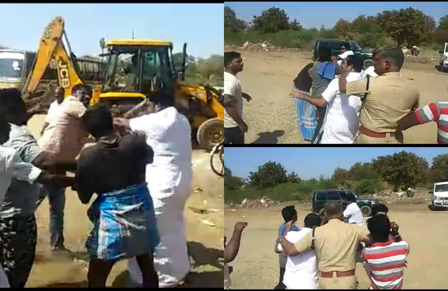 திருச்சியில் ஆக்ரோஷமாக மோதிக் கொண்ட தி.மு.க - அ.தி.மு.கவினர்! - எம்.பி மீது தாக்குதல்