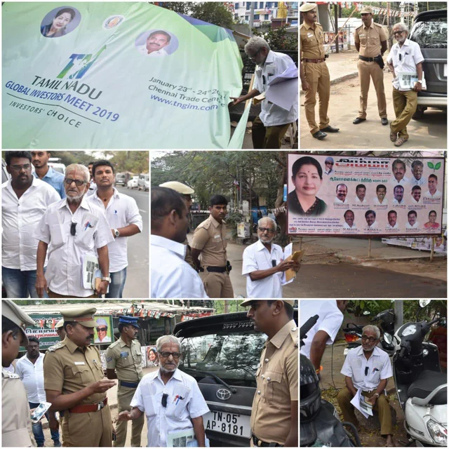 கோவை அதிமுக அலுவலகத்தில் பேனர்களை அகற்ற வலியுறுத்திய டிராஃபிக் ராமசாமி; 2 மணிநேரமாகத் தவித்த போலீஸ்