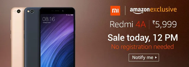 இன்று விற்பனைக்கு வருகிறது ரெட்மி 4A ஸ்மார்ட்ஃபோன்! #Redmi4AOnAmazon