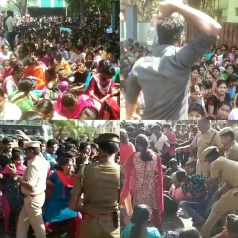 நீதி கேட்டுப் போராடிய பொள்ளாச்சி மாணவர்கள் - பெண்கள் என்றும் பாராமல் தரதரவென இழுத்த போலீஸ்!