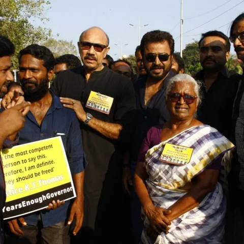 ‘28 ஆண்டுகள் அநீதி போதாதா; 7 தமிழர்களை விடுதலை செய்திடுக’ - சென்னையில் மனித சங்கிலி போராட்டம்