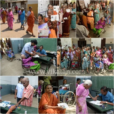 `ஆர்வம் காட்டாத இளைஞர்கள்' - வீல் சேரில் வந்து வாக்களித்த முதியவர்கள்!
