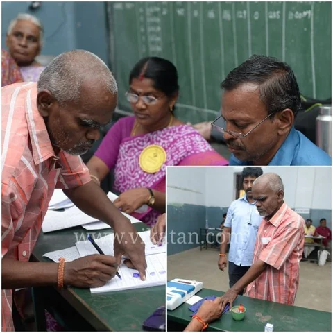 ``வாழ்க்கைல முதல் முறை ஒட்டு போட்டது சந்தோஷமா இருக்கு!" - கோவை முதியவரின் நெகிழ்ச்சி