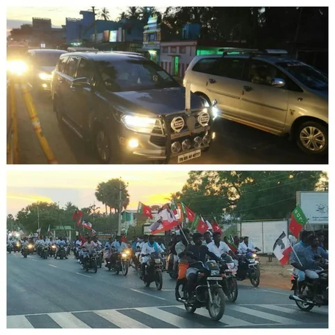`ராமேஸ்வரம் அருகே அ.ம.மு.க-வினரிடம் சிக்கிய அமைச்சர்!' - தடியடி நடத்தி கூட்டத்தைக் கலைத்த போலீஸார்