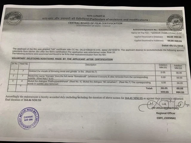 `மூன்று மாற்றங்கள்!’ - சர்காருக்கு இரண்டாவது சென்சார் #Sarkar