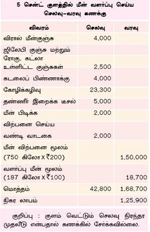 5 சென்ட் குளம்... 8 மாத காலம்... 1,25,000 லாபம்...