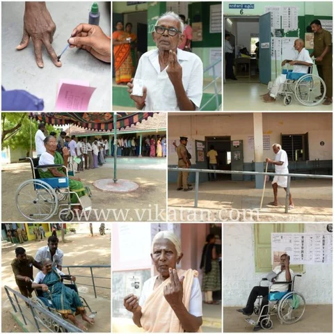 இளைஞர்களை முந்திய முதியோர்கள்; வெயிலை பொருட்படுத்தாத கர்ப்பிணிகள்! - சூலூர் வாக்குப்பதிவு நிலவரம்