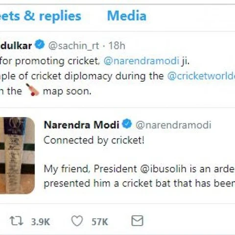 `கிரிக்கெட்டை ஊக்குவித்தமைக்காக நன்றி!'- பிரதமர் மோடியைப் பாராட்டிய சச்சின்