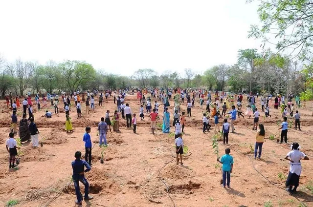 1000 மாணவர்கள்... 500 மரக்கன்றுகள்! - கரூர் பள்ளி நிர்வாகத்தின் அசத்தல் 'அடர்வன' முயற்சி
