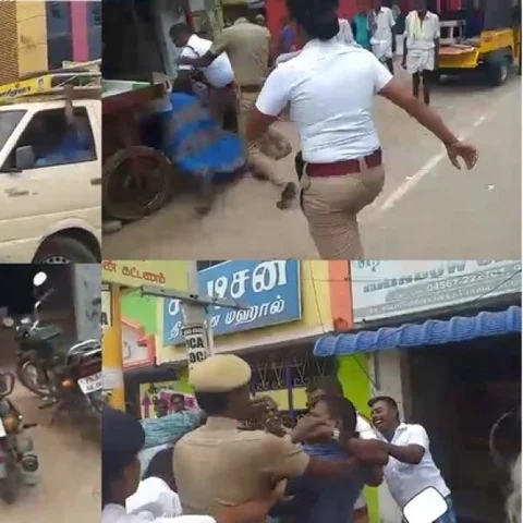நடுரோட்டில் கட்டிப்புரண்ட போக்குவரத்து ஆய்வாளர் - டிரைவர்! - மருத்துவமனையில் போடப்பட்ட 6 தையல்கள்