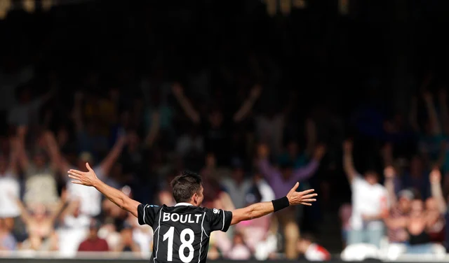 New Zealand's Trent Boult appeals for lbw on Australia's Jason Behrendorff.