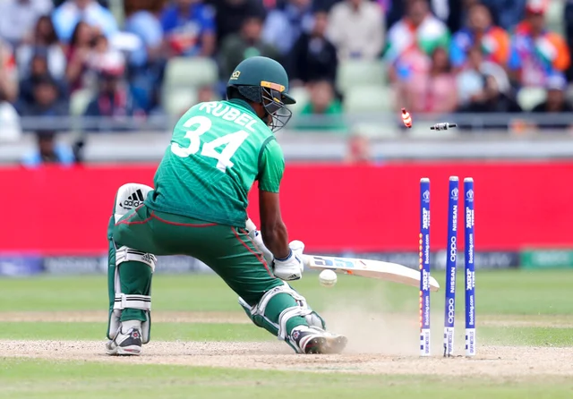Rubel Hossain bowled by Bumrah.