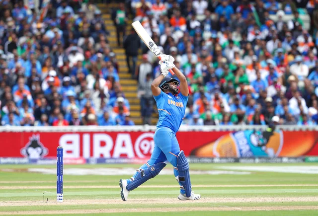 India's Rishabh Pant bats during the Cricket World Cup match between India and Bangladesh.