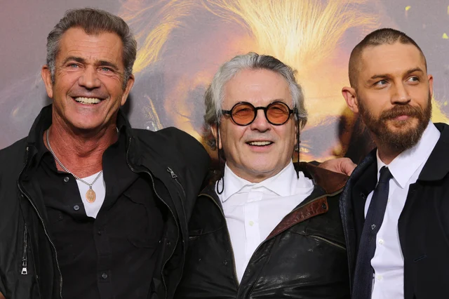 George Miller (middle) with Tom Hardy (Right) and Mel Gibson
