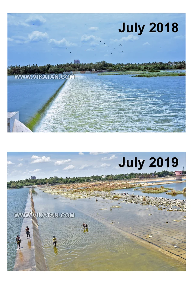 திருச்சி காவிரி ஆறு... ஓராண்டு ஒப்பீடு