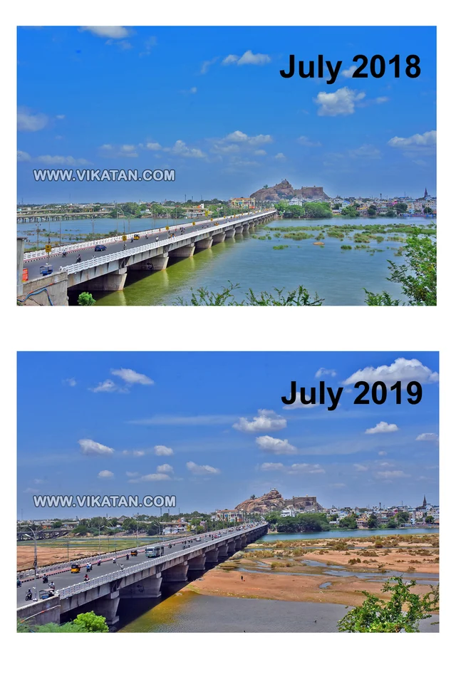 திருச்சி காவிரி ஆறு... ஓராண்டு ஒப்பீடு