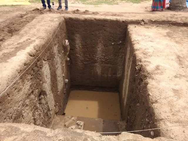 Rain water filled in Keezhadi