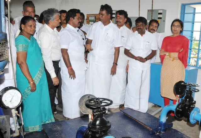 S. P. Velumani inspects