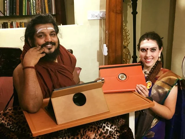 Sarah Stephanie with Nithyananda