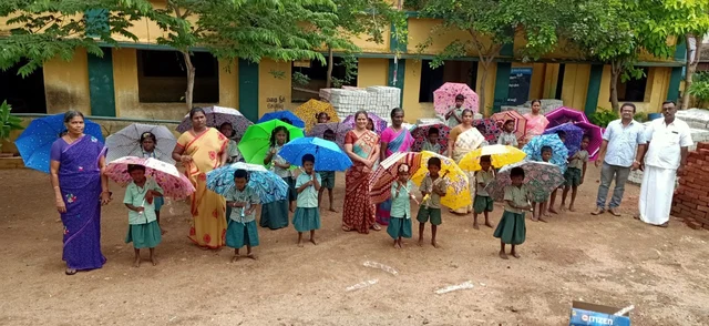 Students with umbrella