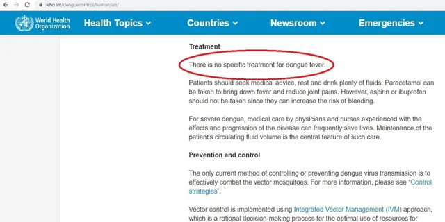 WHO on Dengue Treatment