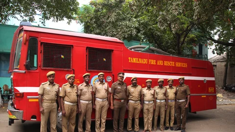 Fire station and services men