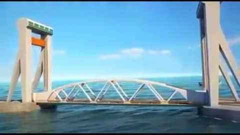 பாம்பன் கடலில் புதிய ரயில் பாலம் மாதிரி