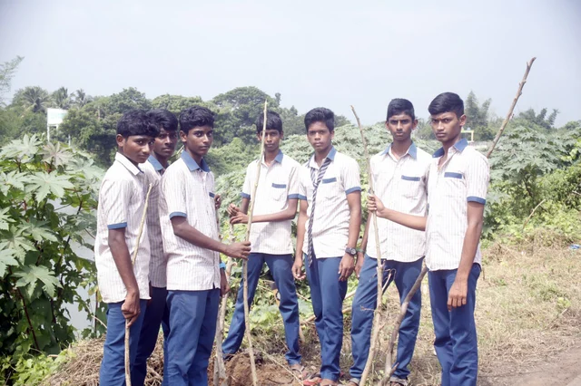 போத்து நடவு செய்யும் மாணவர்கள்