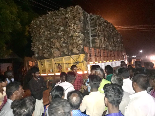வனத்துறை காட்டில் மரம் கடத்திய லாரி சிறை பிடிப்பு.