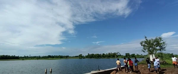 வாமனக்கல் கிடைத்த குளத்தின் கரைப்பகுதி