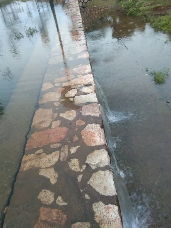 நிரம்பி வழியும் மானூர் பெரியகுளம்
