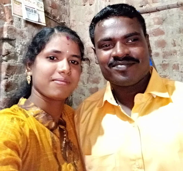 மனைவி கலாவுடன் கமலக்கண்ணன்