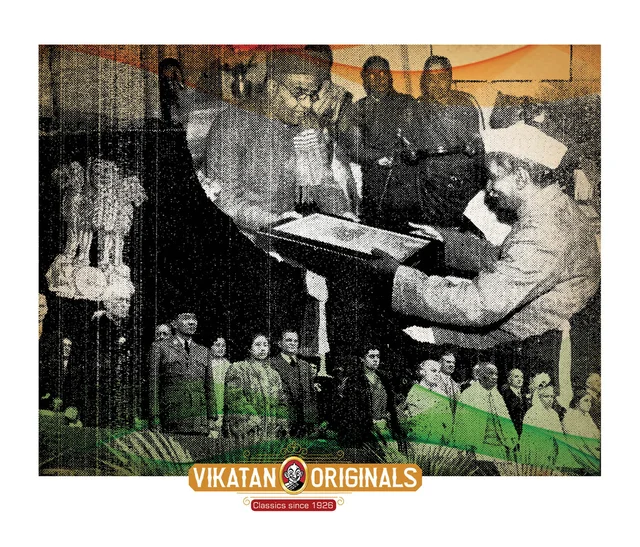 குடியரசுத் தலைவர் ராஜேந்திர பிரசாத் / மற்றொரு படம்: தேசிய கீதத்திற்காக எழுந்து நிற்கும் தலைவர்கள்