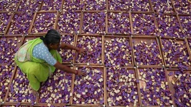 காய வைக்கப்படும் தீப்பெட்டி