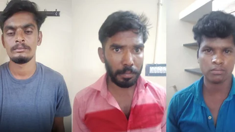 இந்து முன்னணி நிர்வாகி சக்திவேல், முகேஷ் மற்றும் சக்திவேல்