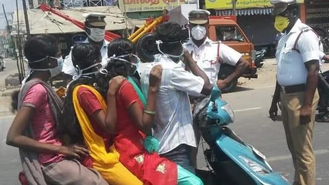 கொரோனா ஊரடங்கு ஒரு வாகனத்தில் 4 பேர் பயணம்