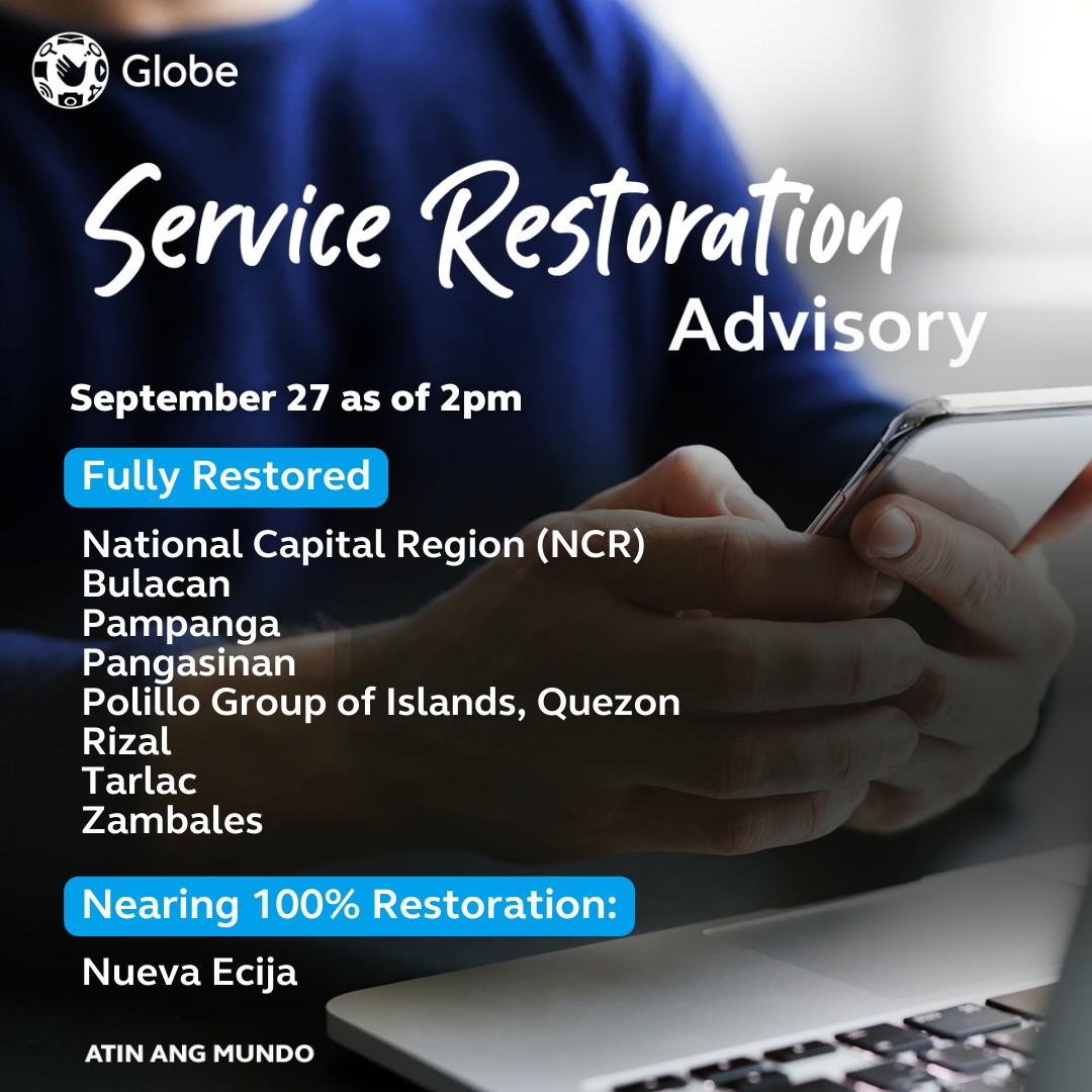 Globe fully restores services in 7 typhoon-hit provinces